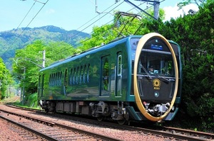 デジ画像２コマ　叡山電鉄の観光列車　デオ７３２ひえい