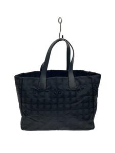 CHANEL◆トートバッグ/ナイロン/BLK/チェック/A15991