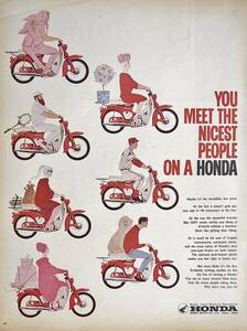 稀少！1964年ホンダ・スーパーカブ広告/Honda/オートバイ/昭和レトロ/旧車/イラスト/J