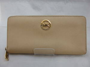 MICHAEL KORS マイケルコース　レザー ラウンドファスナー ベージュ 長財布 /　B5152