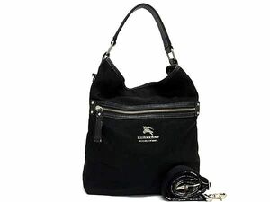 1円 BURBERRY バーバリーブルーレーベル ナイロン×レザー 2WAY ハンドバッグ ショルダーバッグ レディース ブラック系 AX6741