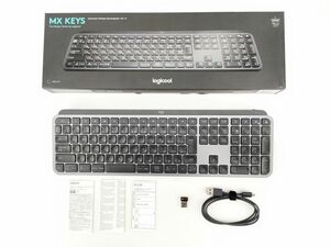 8 ロジクール KX 800 MX KEYS ワイヤレス キーボード ケーブル レシーバー 取説 元箱付 ブラック ジャンク Logicool◆パソコン 周辺 機器