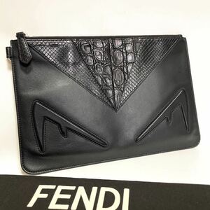 ★FENDI フェンディ モンスター クラッチバッグ セカンドバッグ ブラック 黒【鑑定済み 本物保証】