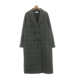 アズールバイマウジー 22AW STAND COLLAR CHESTER COAT スタンドカラー チェスターコート チェック アウター ロング ウール混 M