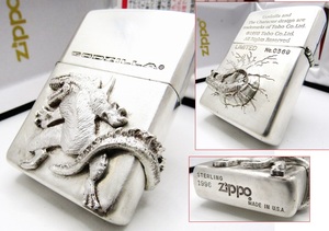 ゴジラ Godzilla 純銀 スターリングシルバー 925 ３面メタル zippo ジッポ 1996年