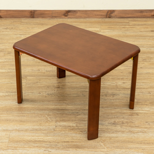 折りたたみテーブル 60cm×45cm 天然木製 ちゃぶ台 座卓 継脚式 高さ2段階 ローテーブル WZ-T01(BR)ブラウン