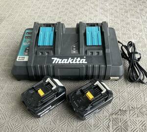 中古マキタ純正2口急速充電器DC18RD＋バッテリー2個