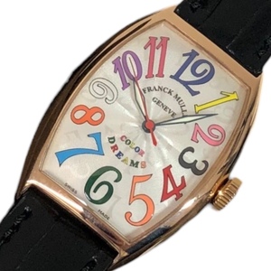 フランク・ミュラー FRANCK MULLER トノウカーベックス　カラードリーム 5850 K18ピンクゴールド クロコベルト 腕時計 メンズ 中古