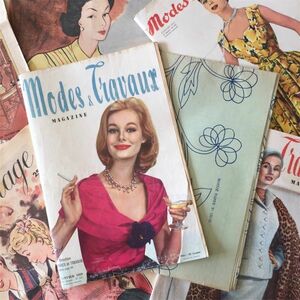 sale! 1959s フランスヴィンテージ Modes & Travaux 女性たちのための雑誌 106ページ ファッション 型紙 刺繍 手芸 本 モード アンティーク
