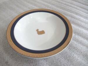 栄峯　/ゴールド色×群青色×白色系統　　皿　プレート　小鉢　/　直径　約15ｃｍ　高さ　約　４㎝　　/相撲　食器　