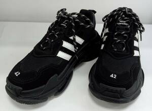 BALENCIAGA バレンシアガ×adidas アディダス トリプルSスニーカー ブラック メンズ size42 店舗受取可