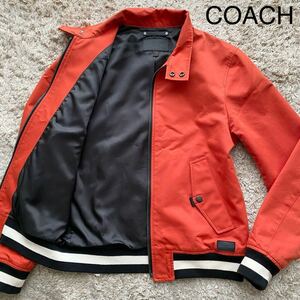 【溢れる高級感】COACH コーチ スウィングトップ ブルゾン ジャケット ライダース ジップアップ レザータグ メンズ レッド 赤 Mサイズ相当