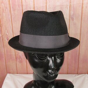 YO17002 R.J.B アールジェイビー ストローハット 帽子 ブラック 2 美品
