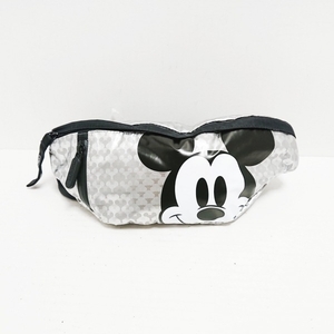 レスポートサック LESPORTSAC ウエストポーチ - 化学繊維 シルバー×黒×白 ミッキーマウス/Disneyコラボ 美品 バッグ