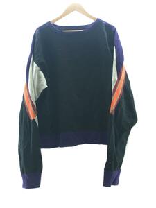 FACETASM◆RIB SWEAT SHIRT/スウェット/コットン/BLK/無地/PIPPA-SW-U06