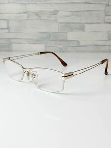 希少品 SABA≡TORA SBT-014 サバトラ スクエア型 ハーフリム ゴールド 眼鏡 良品
