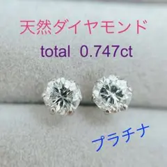 Tキラキラ ピアス 天然ダイヤ 計0.747ct  一粒 PT900 スタッド