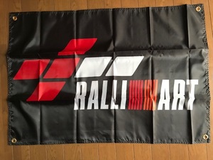 お部屋に！　三菱　ラリーアート　RALLI///ARTロゴ　白タペストリー　フラッグ　通常サイズ　送料無料！　パジェロ　ランエボ