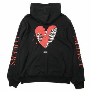 アミリ AMIRI パーカー プルオーバー フーディー ハート ロゴ プリント Lovers embroidered pullover hoodie サイズM ブラック 黒 メンズ