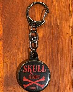 【SKULL FLIGHT】ブラック×レッドクロスボーン　キーホルダー　缶バッジ　缶バッチ　スカルフライト　ランブル