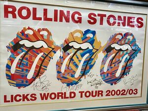 The Rolling Stones ローリングストーンズ メンバー　サイン入り　ポスター　額装