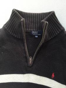 ★ポロ★ラルフローレン★コットンジップセーター★サイズ１６０★ブラック★レターパックプラス発送★Polo by Ralph Lauren★