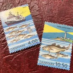 52518セール現品限り　外国切手未使用　デンマーク発行凹版魚船舶灯台他2種揃