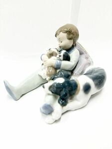 1円〜　リヤドロ 陶器 陶器人形 置物 男の子 人形 犬　インテリア アンティークドール 美品　LLADRO