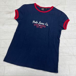 1443◎ POLO JEANS ポロ ジーンズ トップス Tシャツ カットソー 半袖 ロゴ プリント 刺繍 ネイビー レディースS