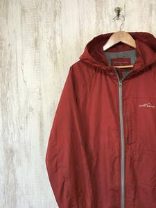 V634☆【マウンテンパーカー】EDDIE BAUER エディーバウアー フーディー ナイロンジャケット S 赤系