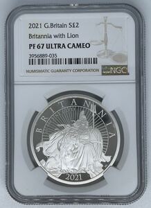 最新 ブリタニア銀貨 2ポンド ロイヤルミント 2021 エリザベス 銀貨 コイン エリザベス女王 NGC PCGS