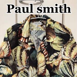 ポールスミス Paul smith 総柄シャツ　貝　シェル　半袖シャツ　Lサイズ