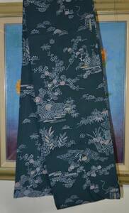 ふんどし 　六尺褌　藍染め小紋・絹　全幅・幅を広く　両サイド返し　巾２３センチ　長さ2７８　　Ｒ－５２０