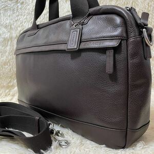 極美品 A4可 ●コーチ COACH ビジネスバッグ ブリーフケース 2way オールレザー 本革 カムデン ショルダー 大容量 書類鞄 PC収納 ブラウン