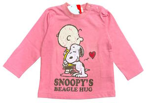 ★即決★新品タグ付 ピーナッツ PEANUTS★スヌーピー チャーリーブラウン ピンク 長袖Tシャツ★ベビー 90cm （1-2才目安）￥1430