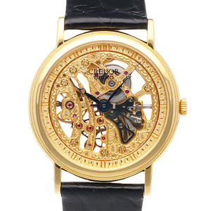 クレドール セイコー シグノ スケルトン 腕時計 時計 18金 K18イエローゴールド GBBD998 手巻き ユニセックス 1年保証 CREDOR SEIKO 中古