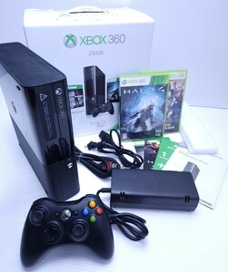 美品 / 動作品 レア 最終モデル マイクロソフトXbox360E ブラック 250GB 純正HDD し/コントローラゲ ムソフト 箱付セット(H-157)