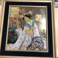 ガラス絵　工芸品　　風流略六歌仙　小野小町