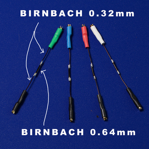 カートリッジ限界音目標 ハイブリッド ヘッドシェルリード線（BIRNBACH ブラックエナメル 0.32mm & 中央0.64mm ）
