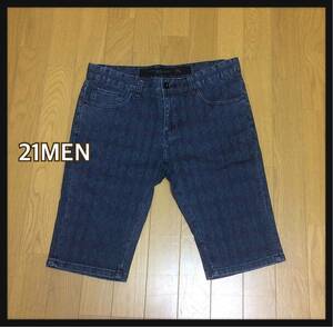 ■Forever 21 フォーエバー21■21MEN 総柄 ハーフジーンズ : W30☆TA-441