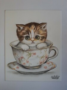 色鉛筆画　キュートな子猫
