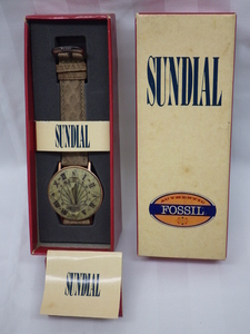 1円～　希少　FOSSIL　フォッシル　SUNDIAL　サンダイアル　日時計　純正革ベルト　SD-7620　CAMEL