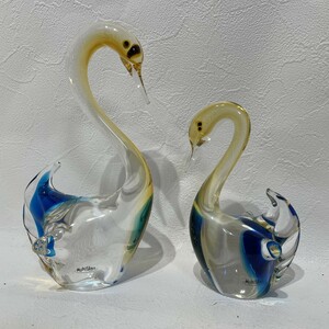 GlassMULTI GLASS マルティグラス 白鳥スワン 親子 1対　大小 ガラス製品 ガラス細工　 ガラス工芸 置物　X94