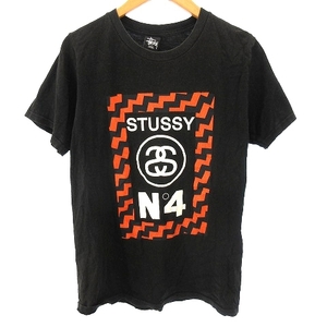 ステューシー STUSSY Tシャツ 半袖 クルーネック ロゴプリント コットン S 黒 ブラック ■GY01 メンズ