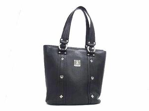 1円 ■極美品■ MCM エムシーエム レザー トートバッグ ショルダー 肩掛け レディース メンズ ブラック系 AZ1395