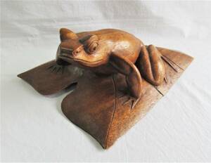 大きな【カエル 木彫り】② 蛙 インドネシア バリ島 アジアン雑貨 エスニック