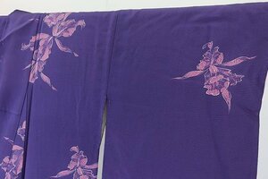 【着物フィ】アンティーク 小紋 身丈156cm 紫 大正ロマン レトロ 正絹 仕立て上がり kimono 袷 15846