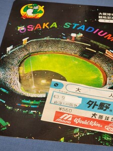 南海ホークス　1988年　観戦記念　タカちゃん下敷き　未使用非売品　最終年チケット半券おまけ　当時物