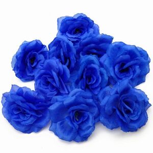 造花 バラ 花のみ 8センチ 10個 (ブルー)