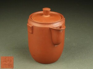 【宇】EC219 唐物 中国宜興 朱泥宝瓶 箱付 煎茶道具